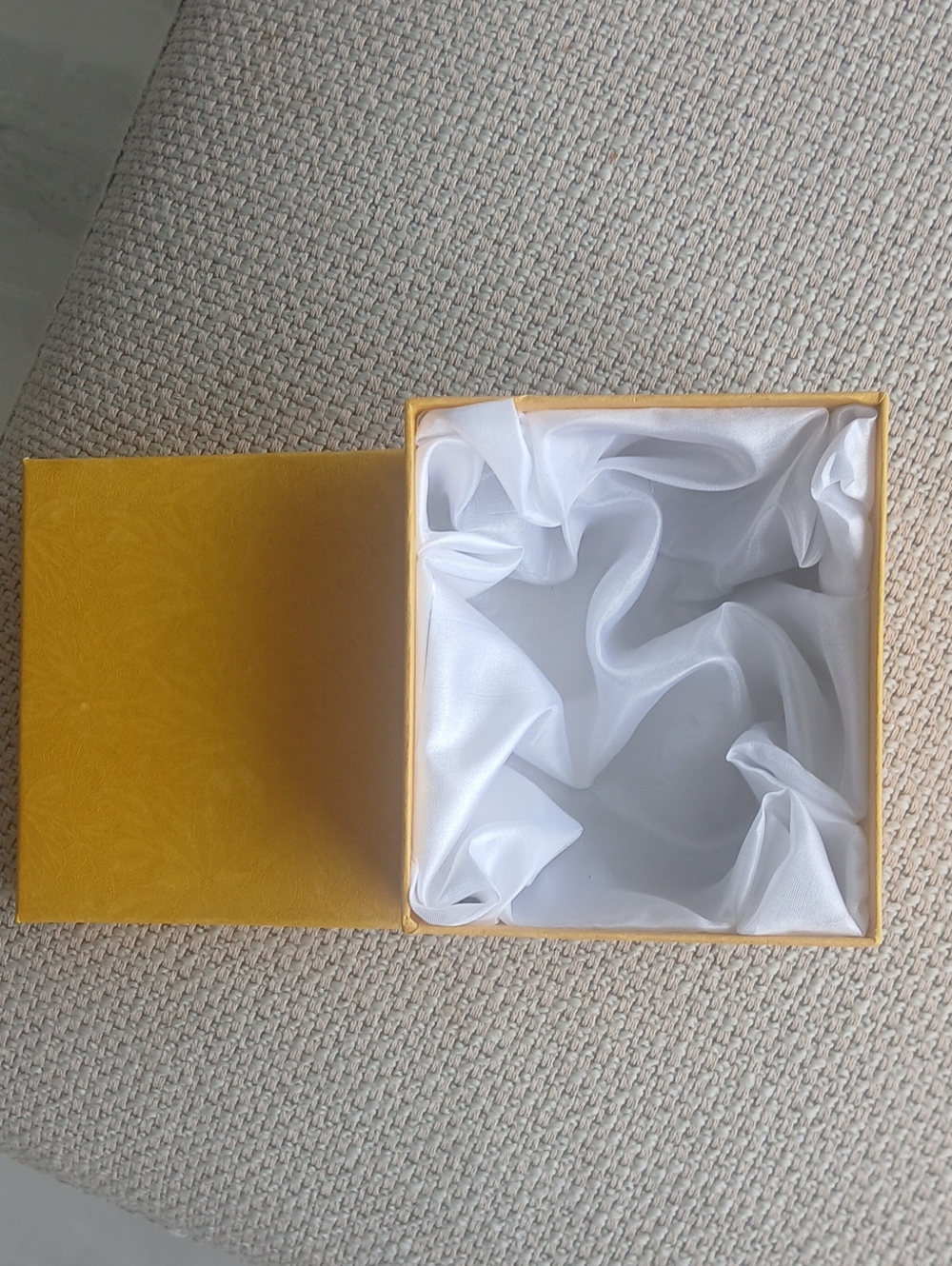 Elegant Yellow Jewelry Gift Box with White Satin Lining